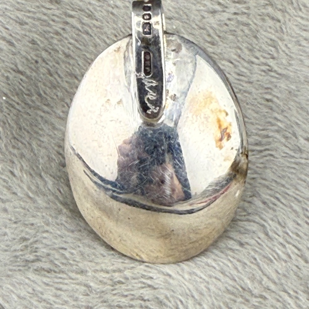 Vintage Sterling Silver Pendant Green Center Signed - Picture 5 of 11